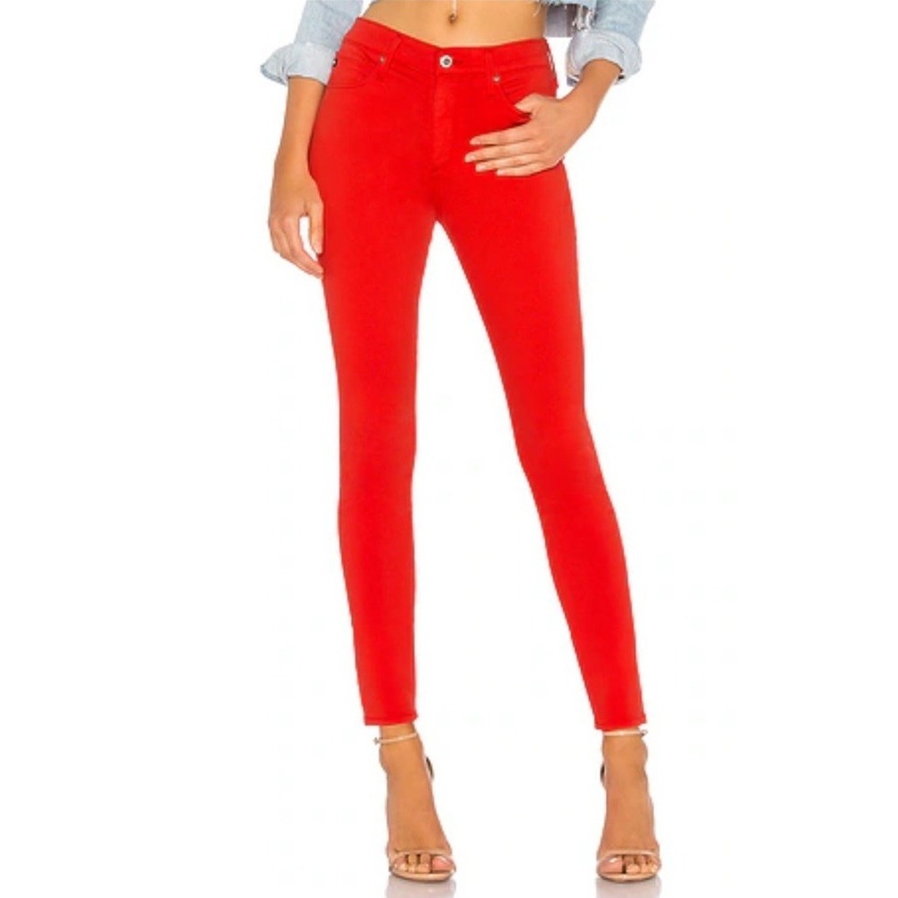 AG Anthropologie Jeans The Farrah Skinny Ankle Women's‎ Poppy Red High-rise 26R